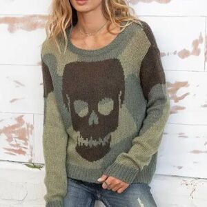 Wooden Ships Reverse Camo Skull Crew Lightweight Sweater XS/S